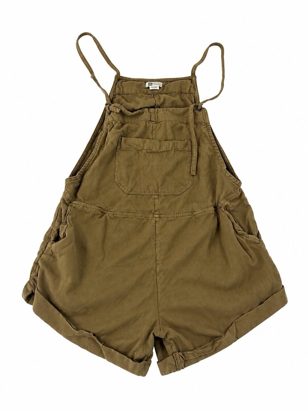 Billabong Women’s Small Brown Khaki Short Overalls Romper Utility Bib Shorts